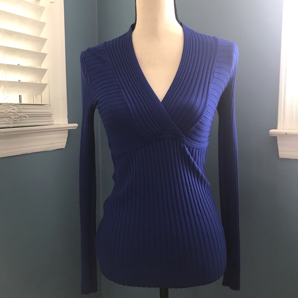 Inc, sapphire blue long sleeve blouse.
